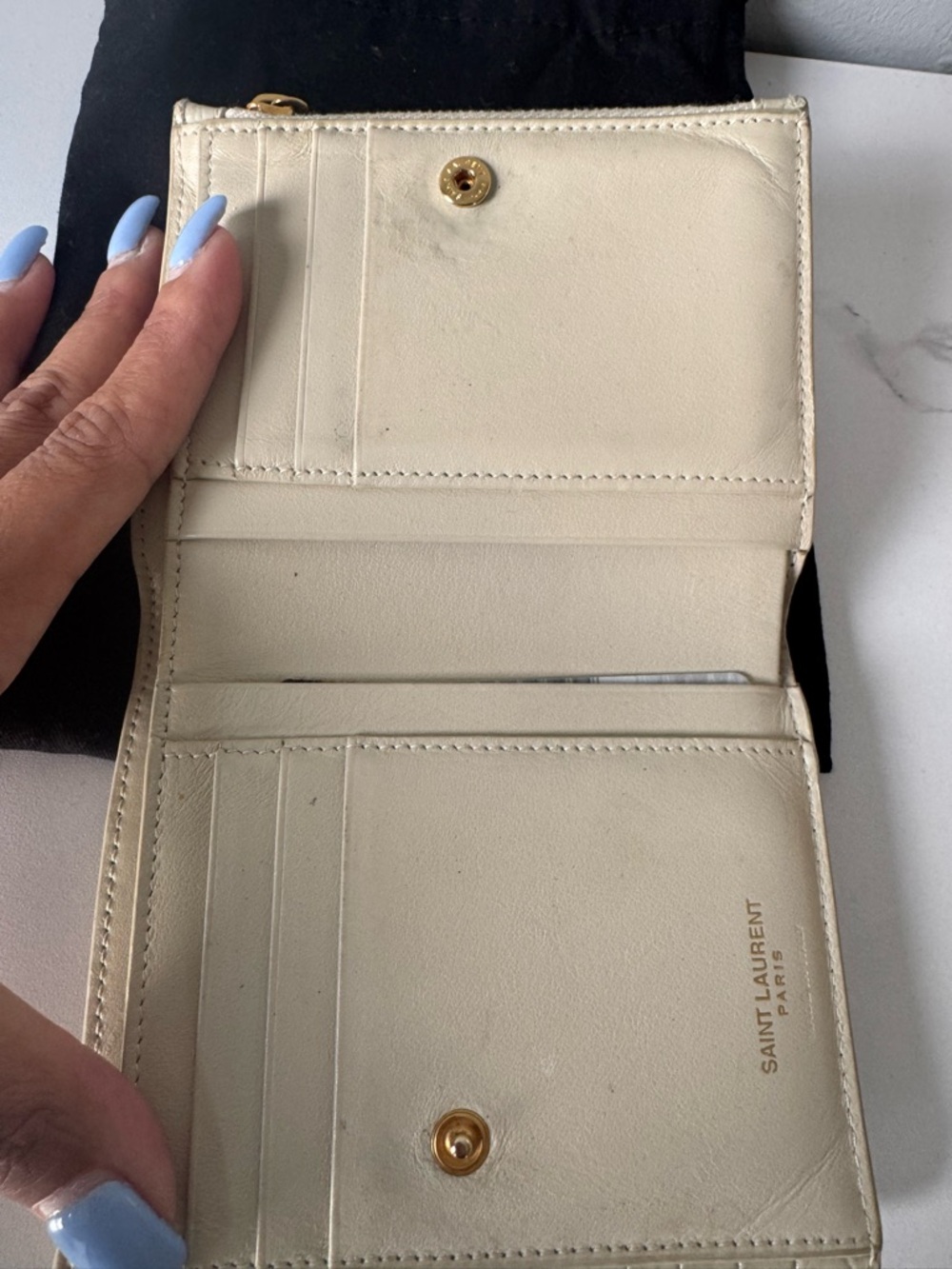 Saint Laurent Cream Croc-Embossed Leather Small Wallet - Picture 14 of 16